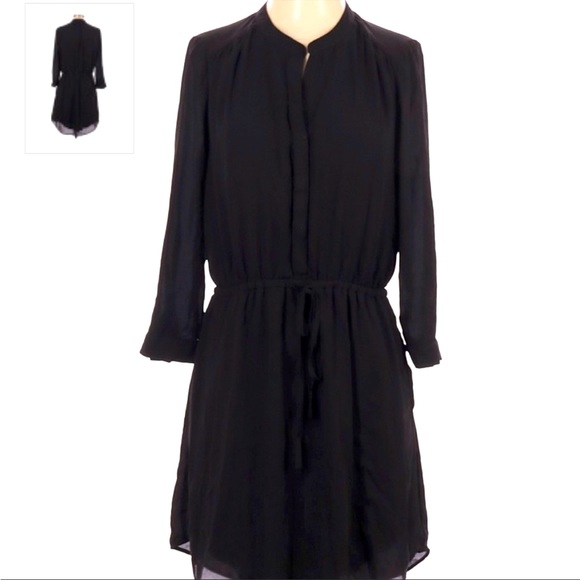 Women Black Dress size M with front pockets & long sleeeve - Picture 1 of 9